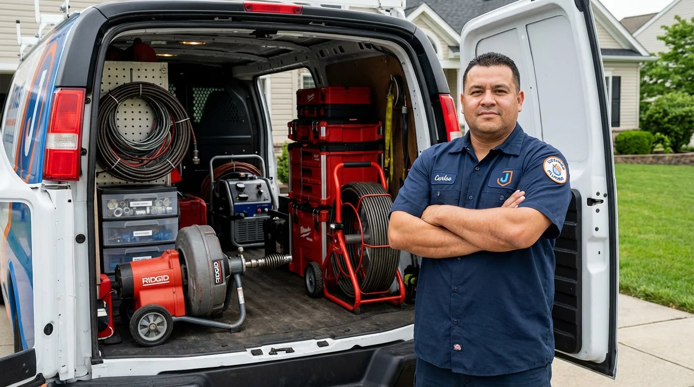 Professional drain cleaning equipment and Johns Plumbing LLC plumber in El Dorado Hills