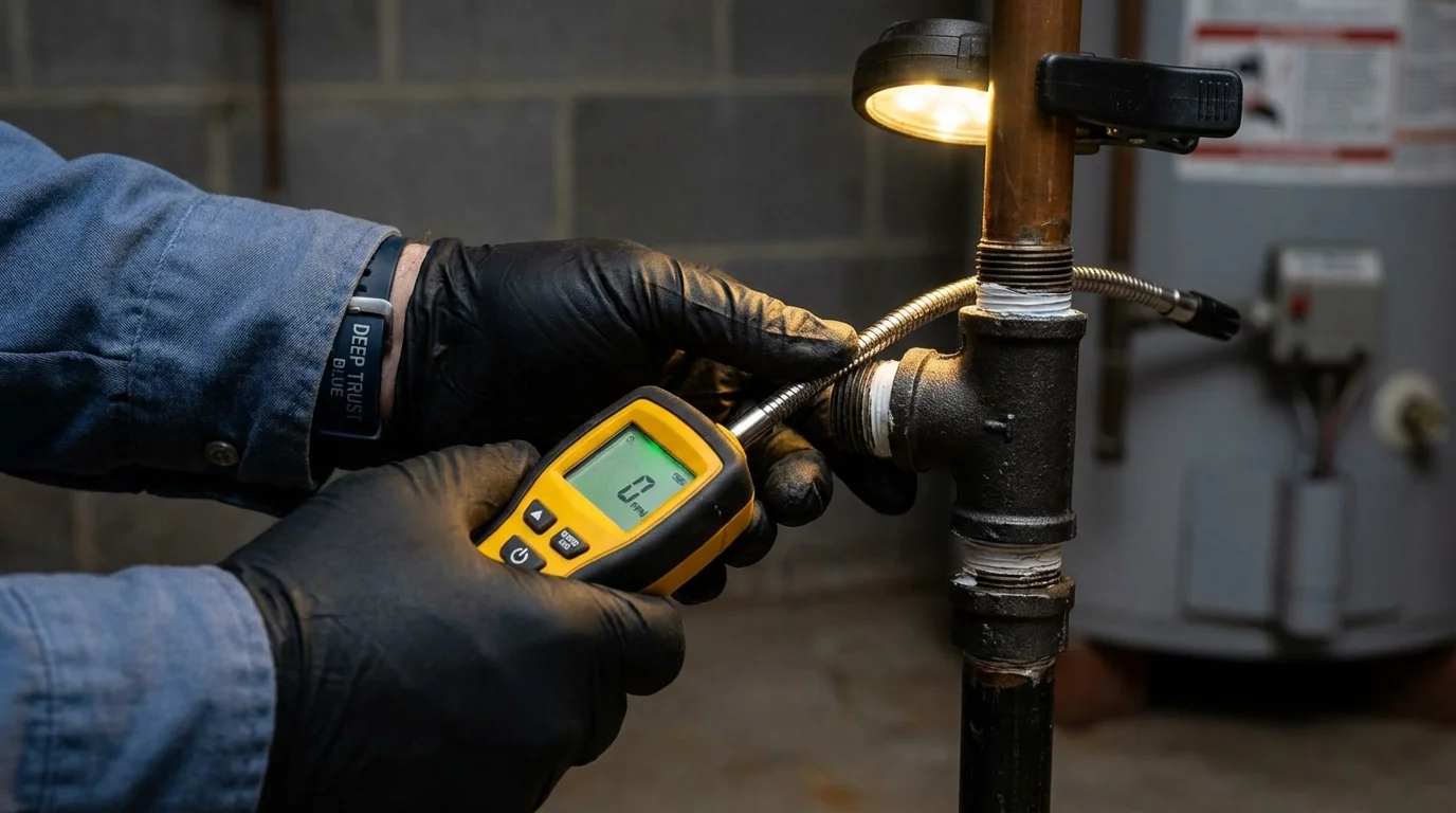 Gas leak detection with electronic sniffer by Johns Plumbing LLC in El Dorado Hills