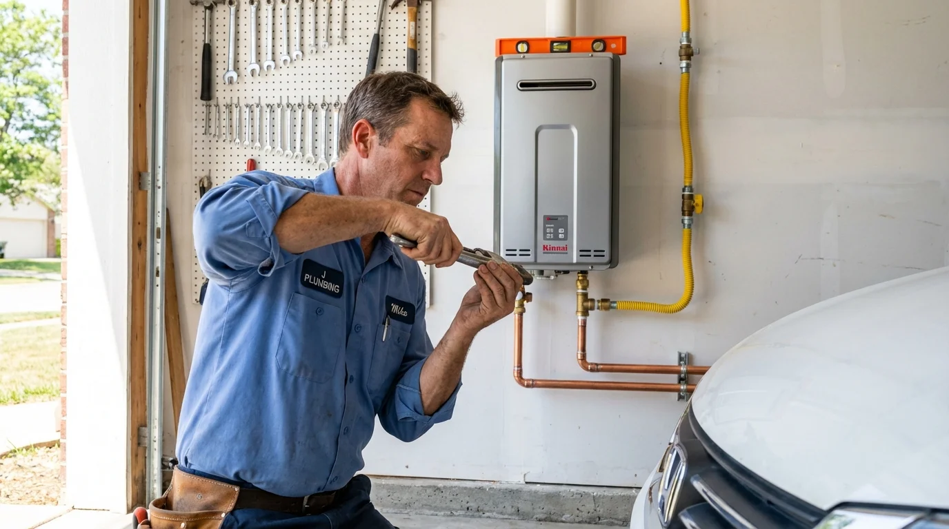 Tankless water heater installation by a Johns Plumbing LLC plumber in El Dorado Hills